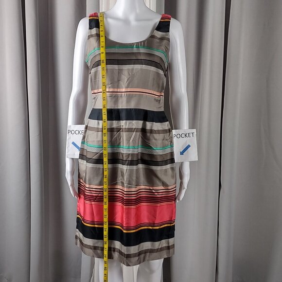 Banana Republic 100% Silk Striped Sheath Dress with Pockets Size 4P Casey Style - Picture 6 of 11